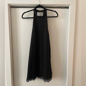 black lulu’s halter dress, lace trim